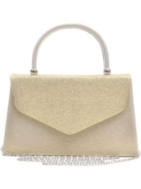 〽️ Women's Gold Shiny Glittering Clutches Purse Top Handle Evening Bags